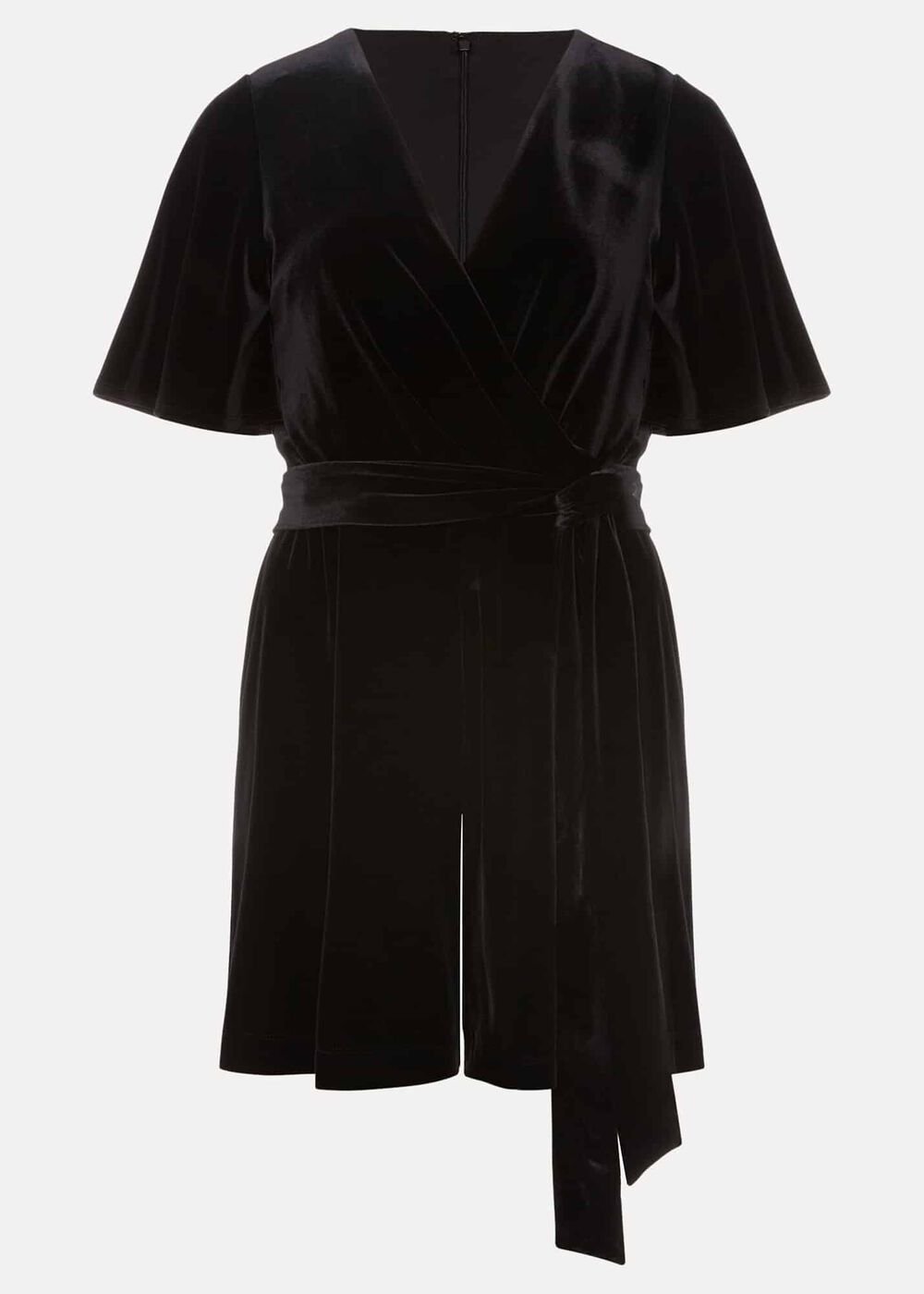 Holly Black Velvet Playsuit Black