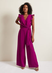Ayla Magenta Ruffle Wrap Jumpsuit Magenta