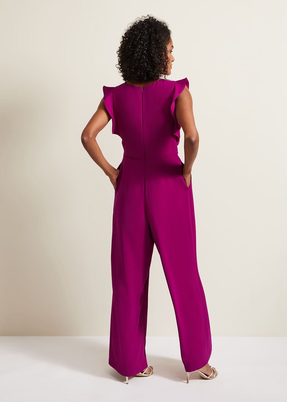 Ayla Magenta Ruffle Wrap Jumpsuit Magenta