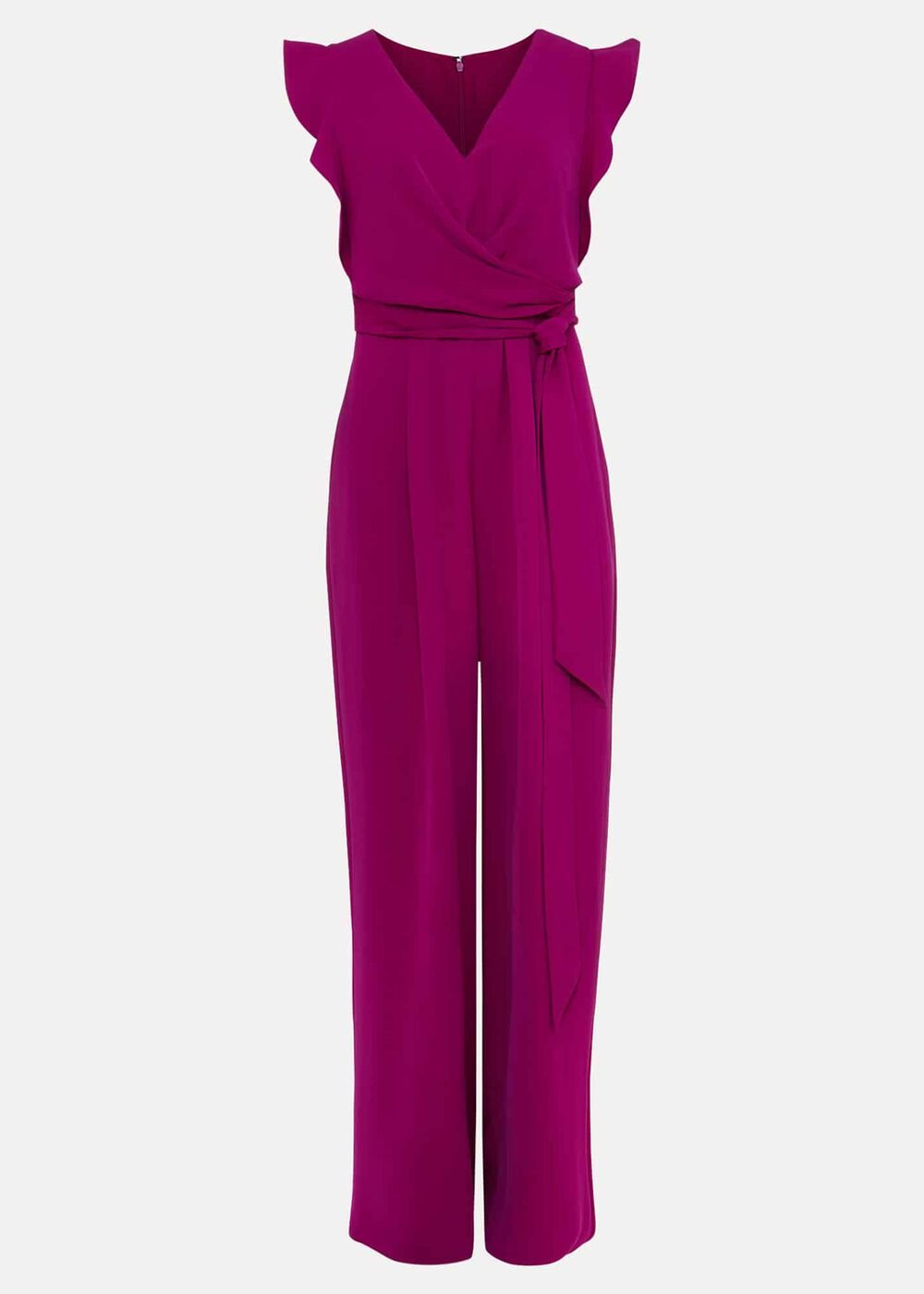 Ayla Magenta Ruffle Wrap Jumpsuit Magenta