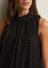 Black Shift Mini Dress with Textured Detail Black