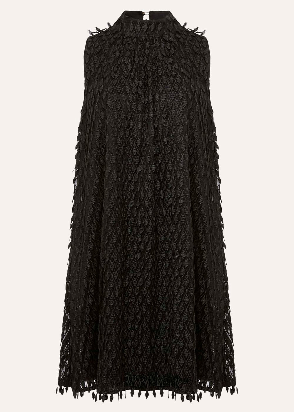 Black Shift Mini Dress with Textured Detail Black