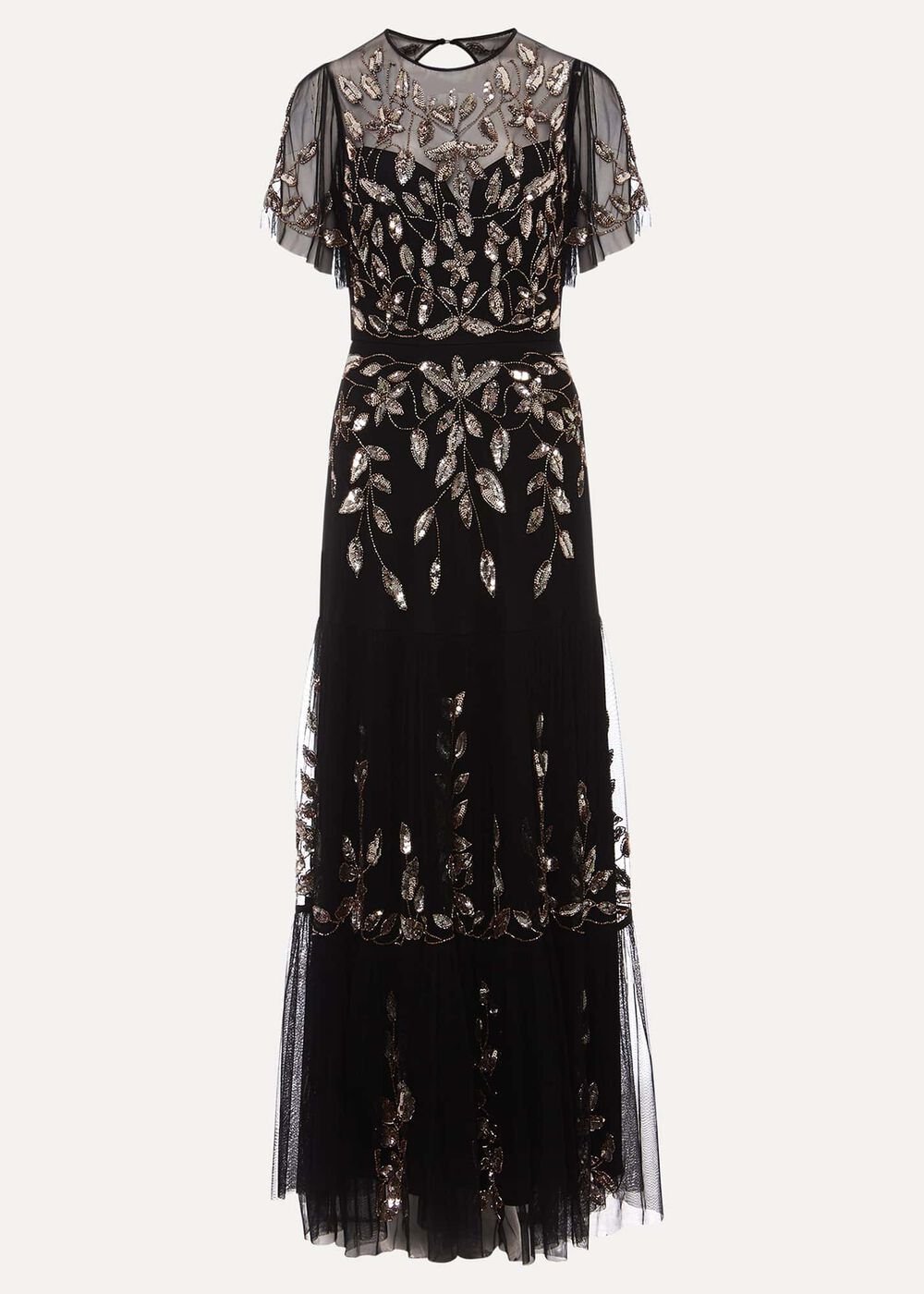 Hilary Beaded Tiered Maxi Dress Black