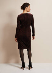 Elina Velvet Burnout Dress Burgundy