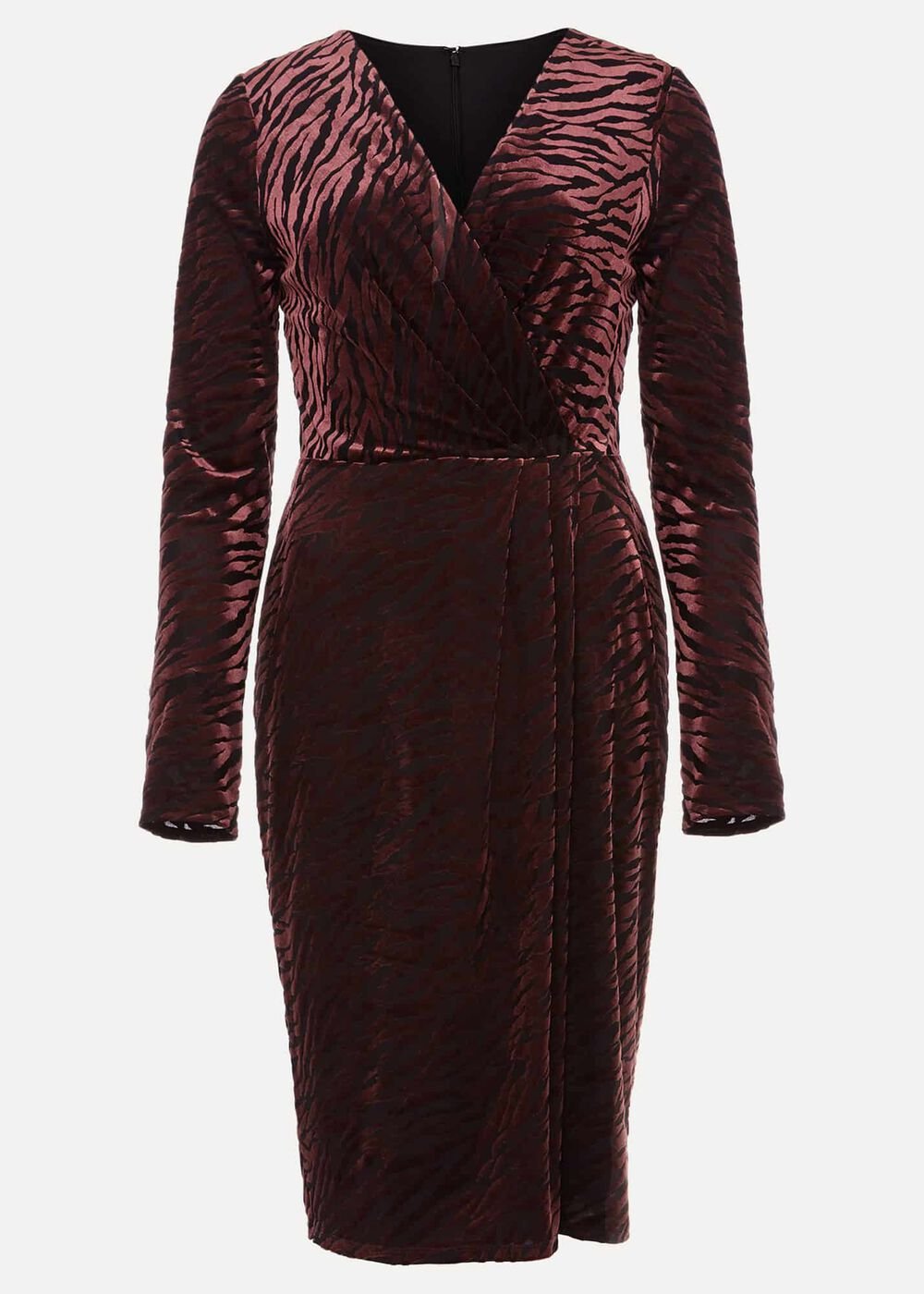 Elina Velvet Burnout Dress Burgundy