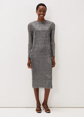 Alix Silver Plisse Midi Dress Silver