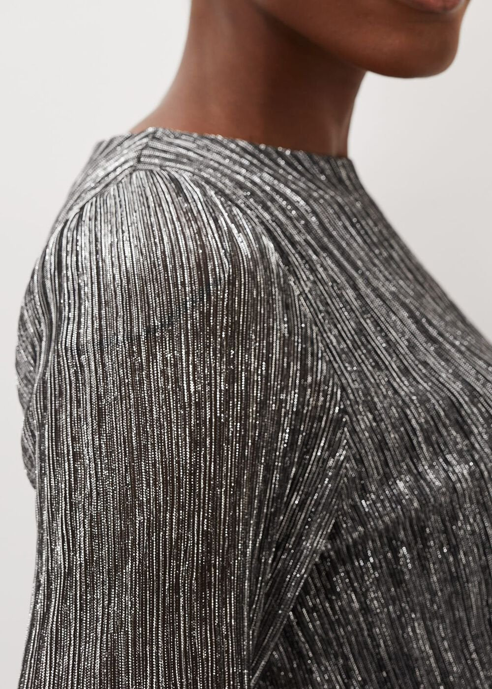 Alix Silver Plisse Midi Dress Silver