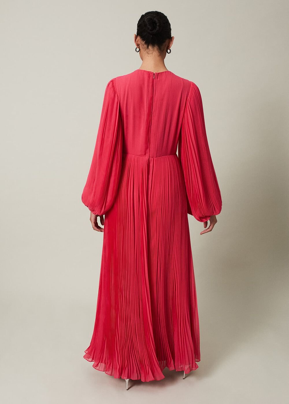 Lillian Pleated Wrap Maxi Dress Pink