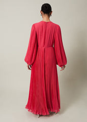 Lillian Pleated Wrap Maxi Dress Pink