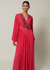 Lillian Pleated Wrap Maxi Dress Pink