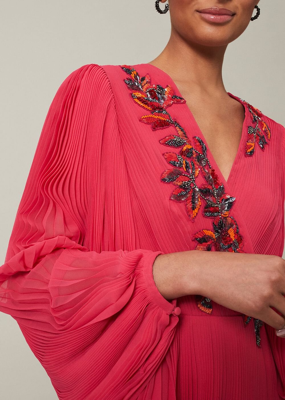 Lillian Pleated Wrap Maxi Dress Pink