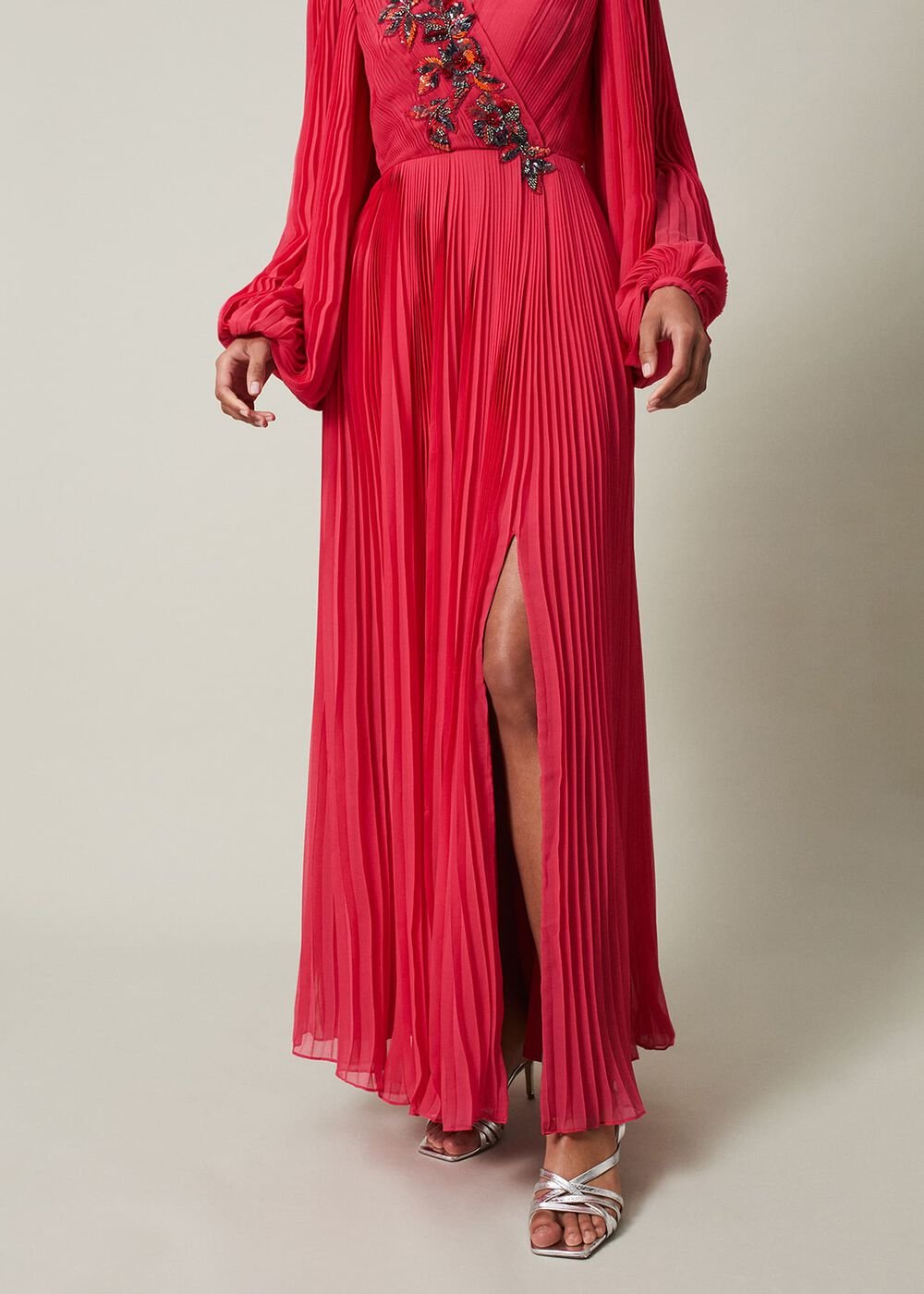 Lillian Pleated Wrap Maxi Dress Pink