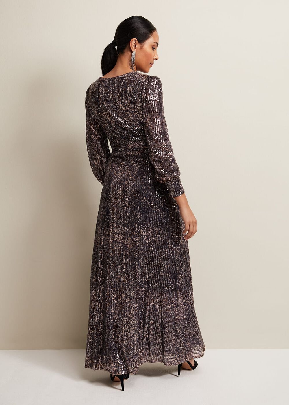 Petite Amily Sequin Maxi Dress Rose Gold