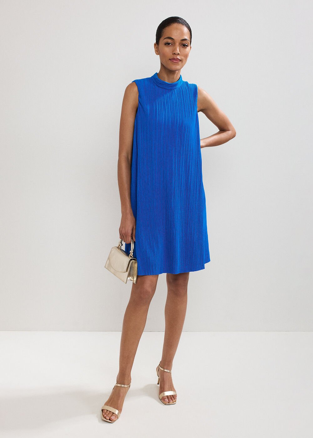 Betsie Plisse Swing Dress Blue