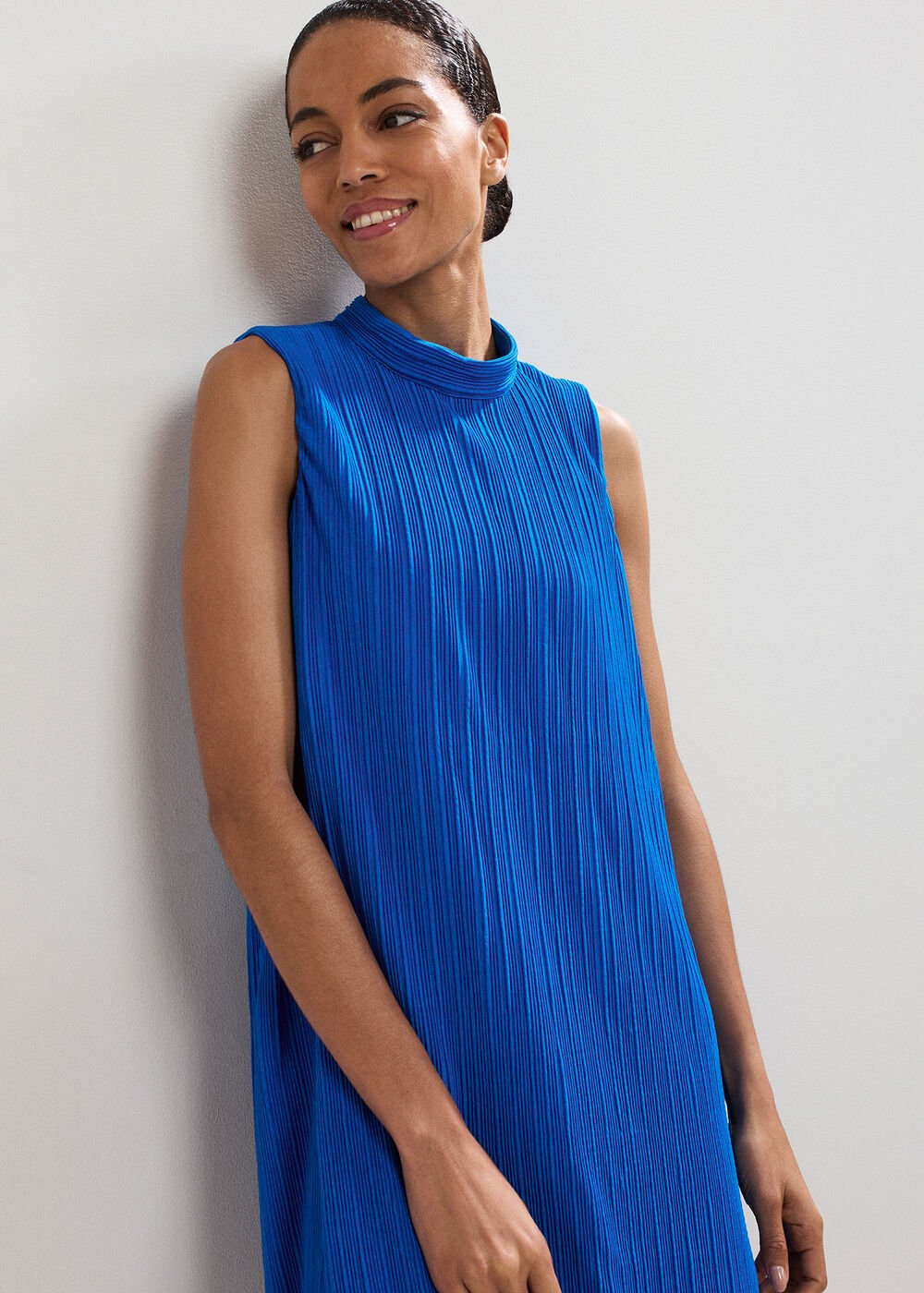 Betsie Plisse Swing Dress Blue
