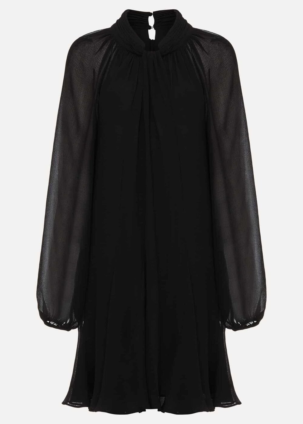 Black Swing Mini Dress With Twisted Neckline Black