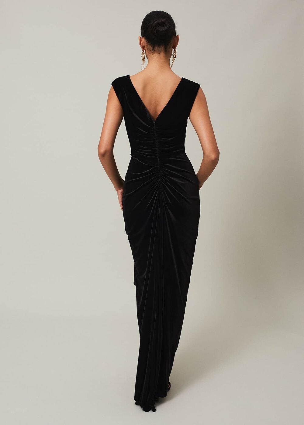 Black Velvet Sleeveless Wrap Maxi Dress Black