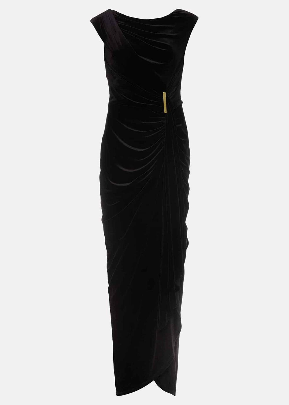 Black Velvet Sleeveless Wrap Maxi Dress Black