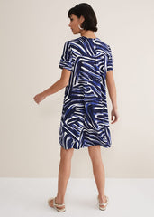 Isabelle Zebra Print Jersey Mini Dress Blue/Multi