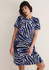 Isabelle Zebra Print Jersey Mini Dress Blue/Multi