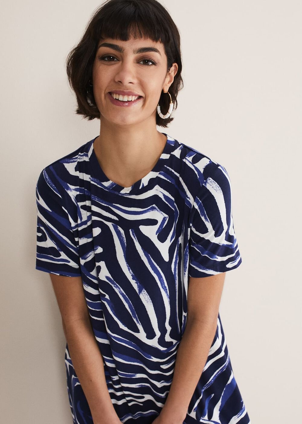 Isabelle Zebra Print Jersey Mini Dress Blue/Multi