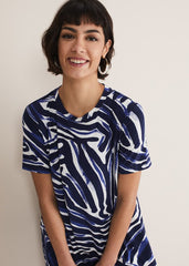 Isabelle Zebra Print Jersey Mini Dress Blue/Multi