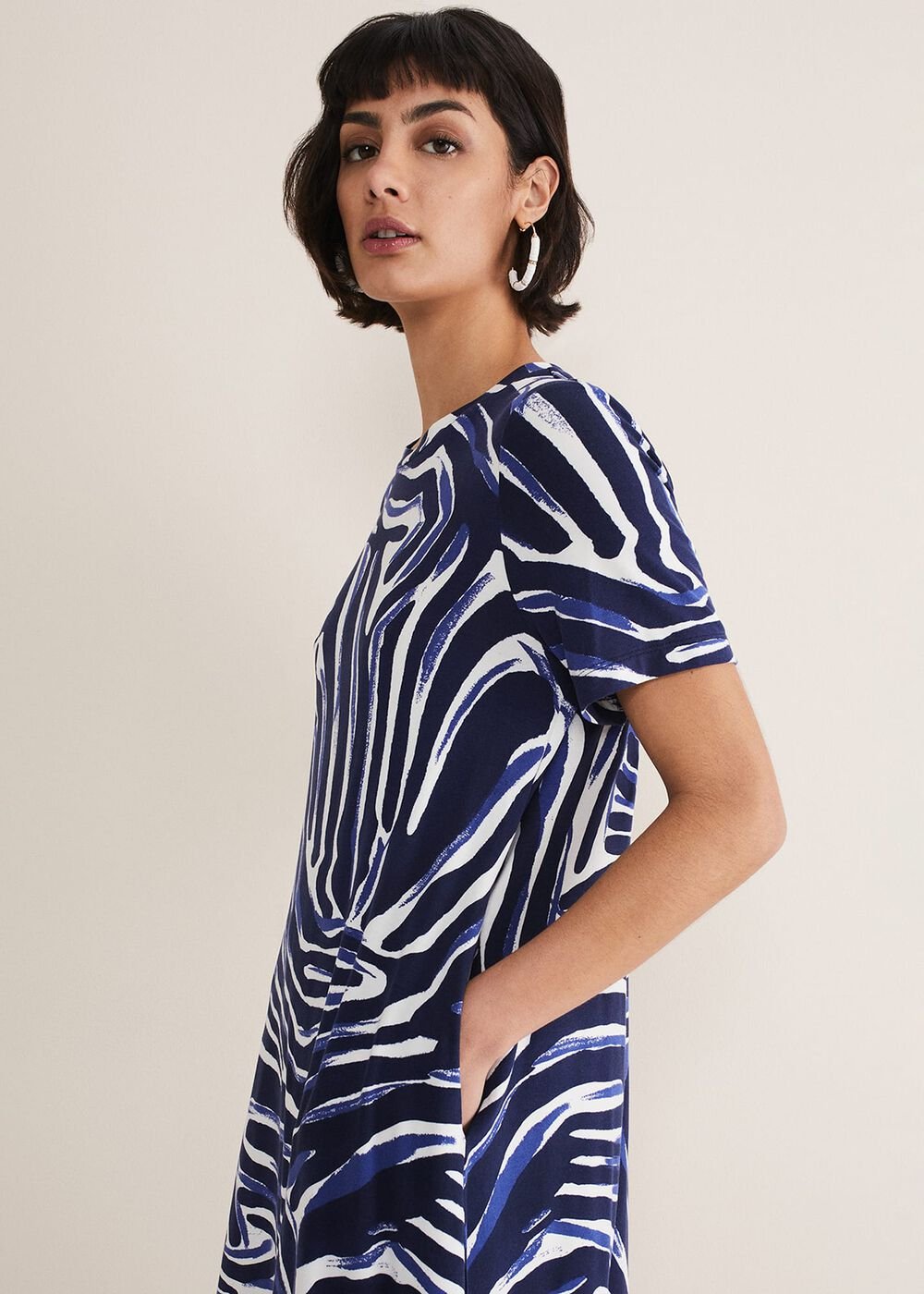 Isabelle Zebra Print Jersey Mini Dress Blue/Multi