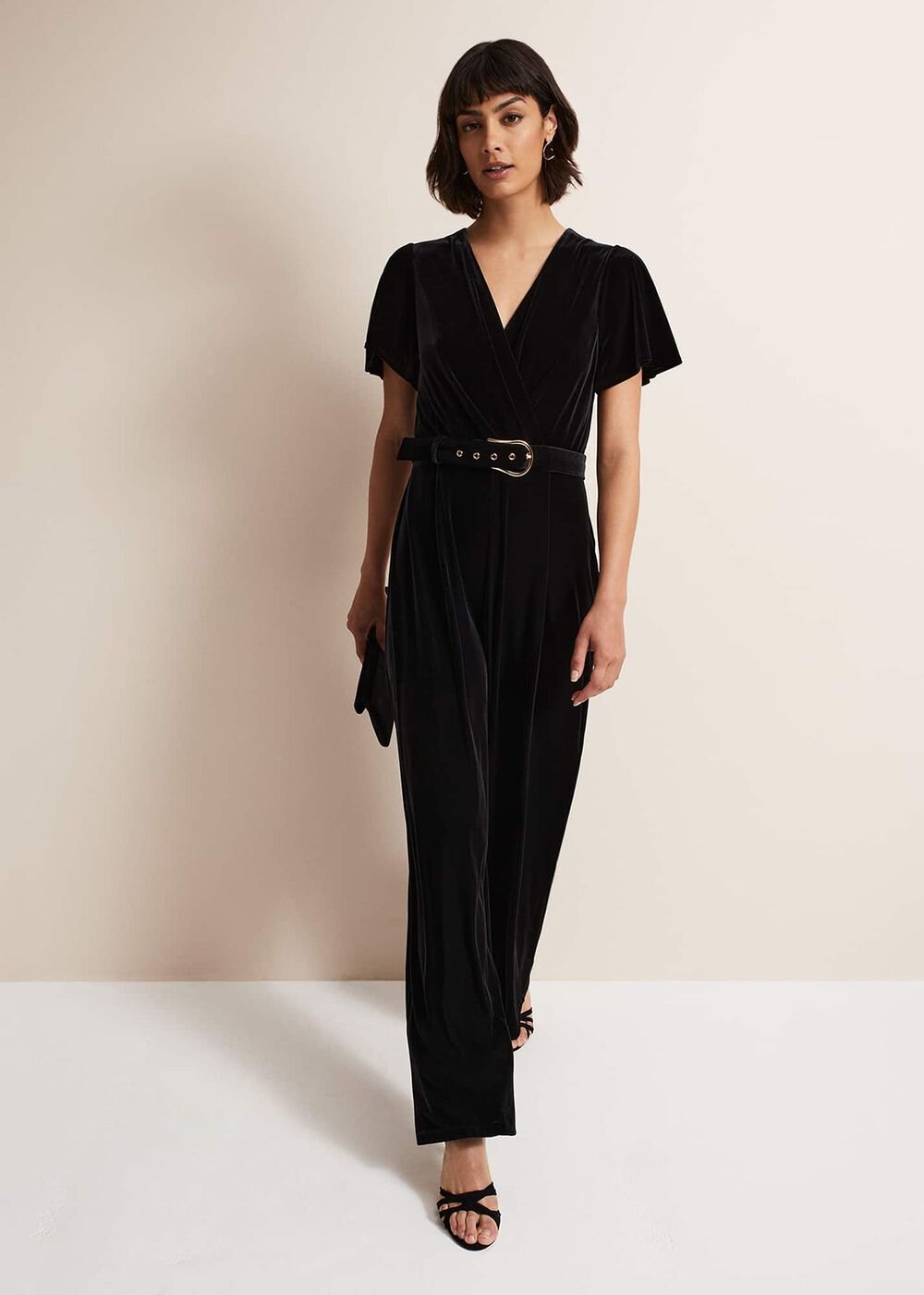 Holly Black Velvet Jumpsuit Black