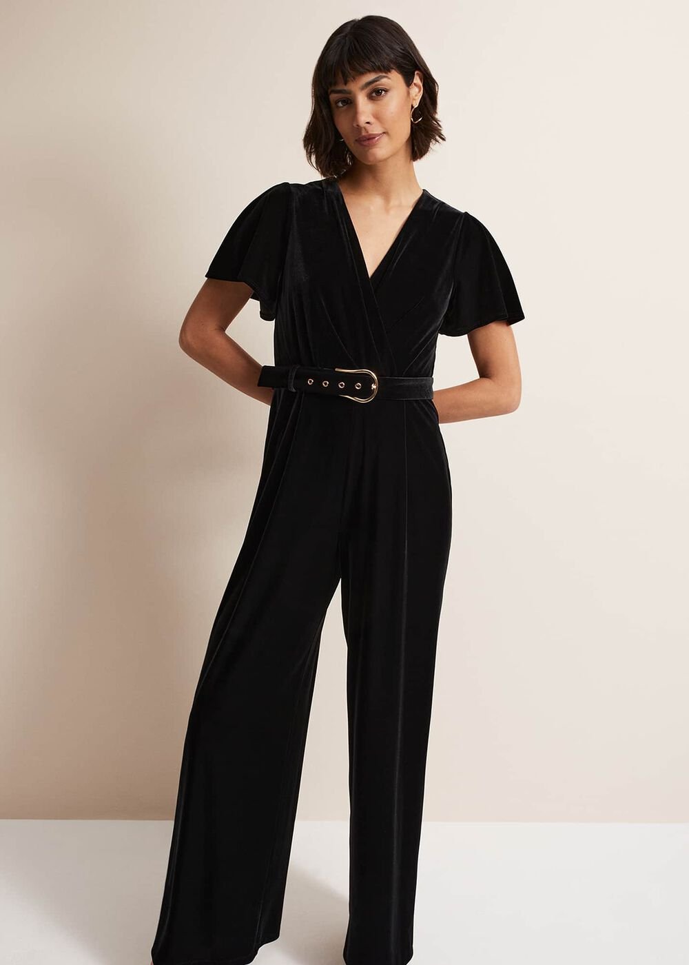 Holly Black Velvet Jumpsuit Black