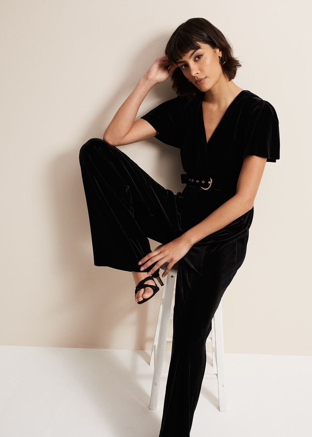 Holly Black Velvet Jumpsuit Black
