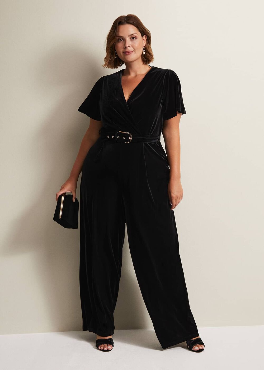 Holly Black Velvet Jumpsuit Black