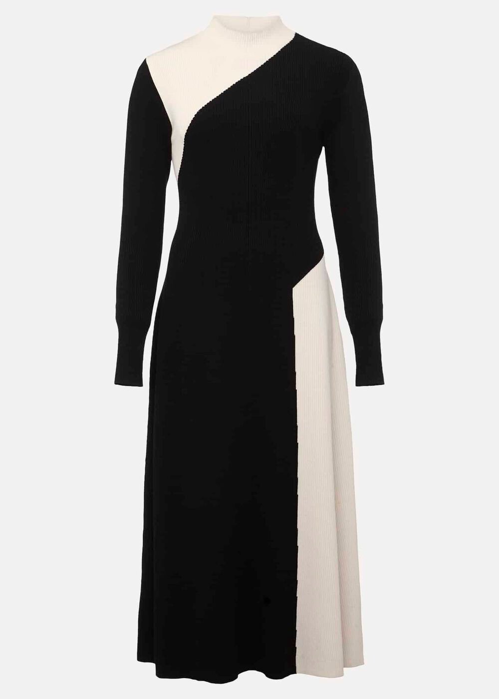 Black & White Monochrome Knitted Midaxi Dress Black/Multi