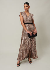 Enja Sequin Maxi Dress Rose Gold