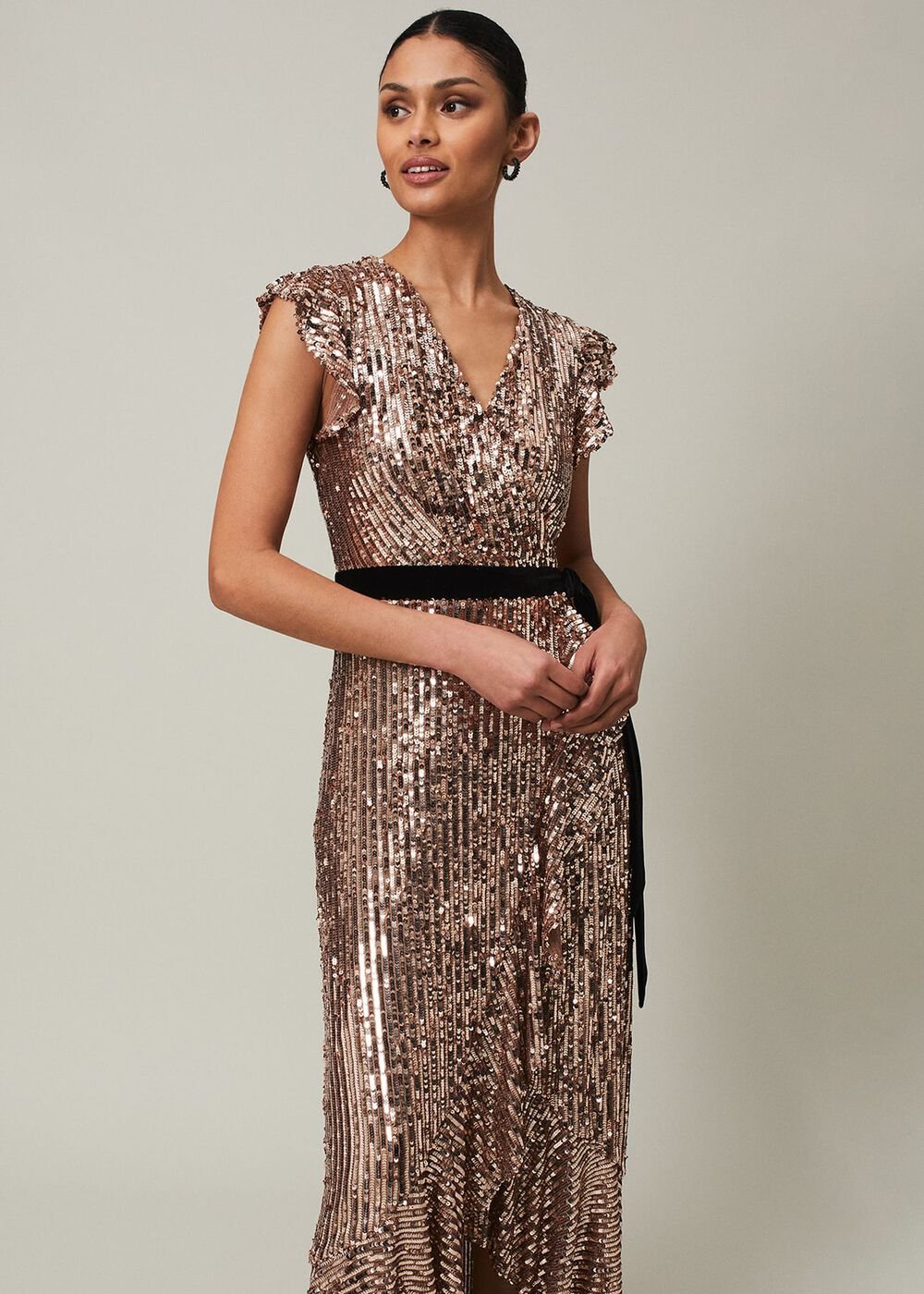 Enja Sequin Maxi Dress Rose Gold