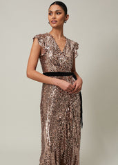 Enja Sequin Maxi Dress Rose Gold
