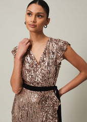 Enja Sequin Maxi Dress Rose Gold