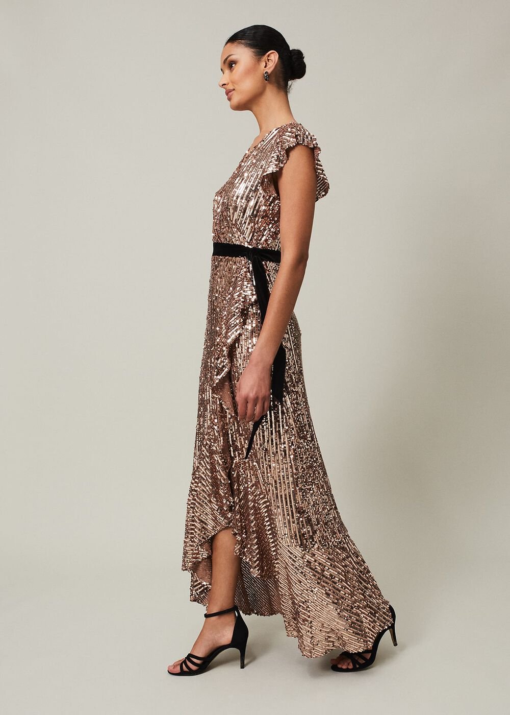 Enja Sequin Maxi Dress Rose Gold