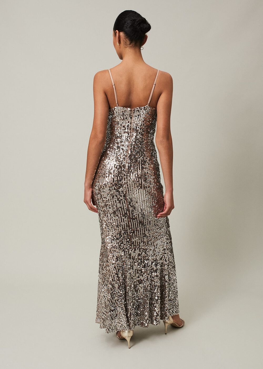 Thalia Sequin Maxi Dress Silver