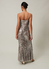 Thalia Sequin Maxi Dress Silver