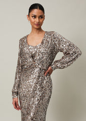 Thalia Sequin Maxi Dress Silver