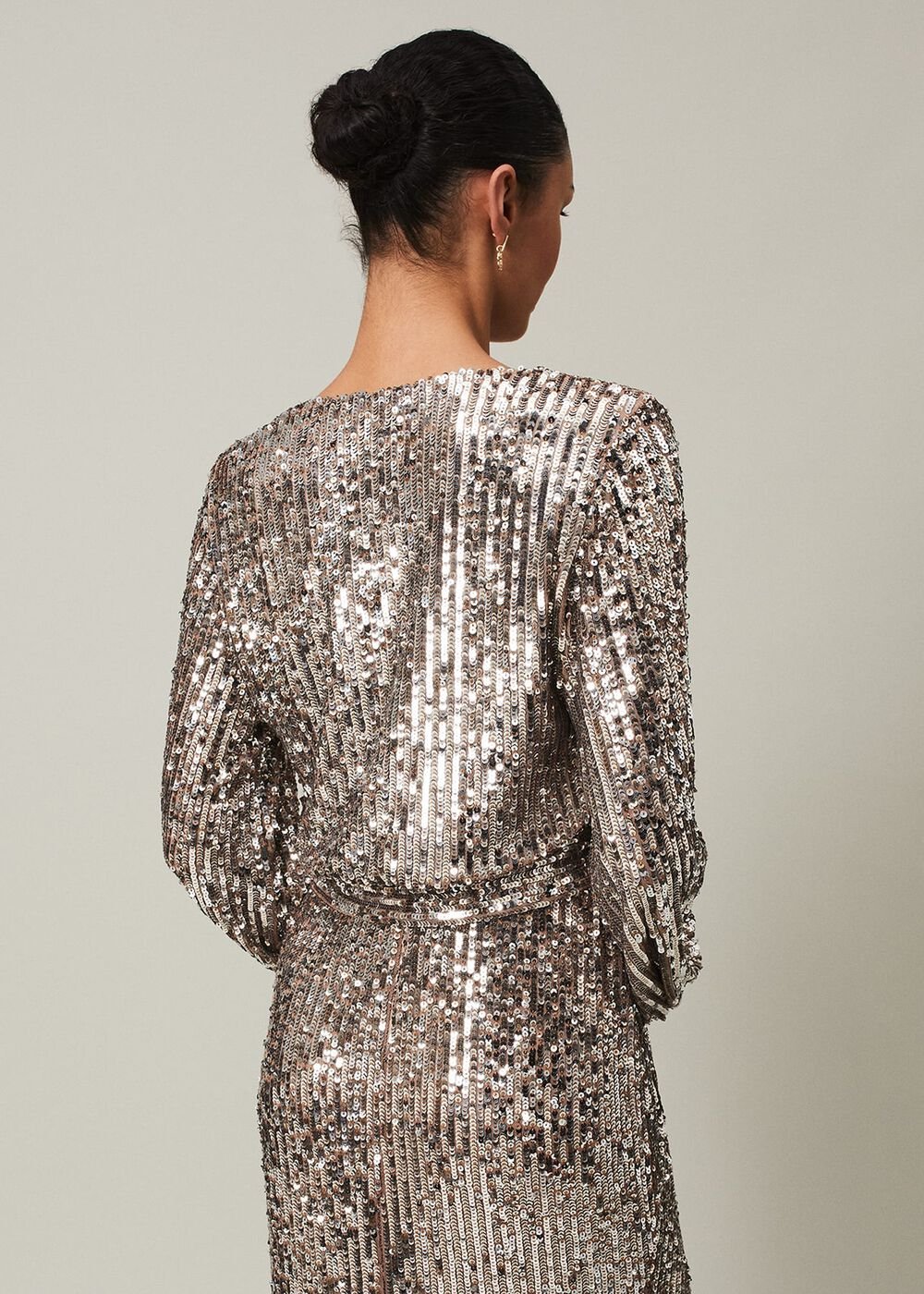 Thalia Sequin Maxi Dress Silver