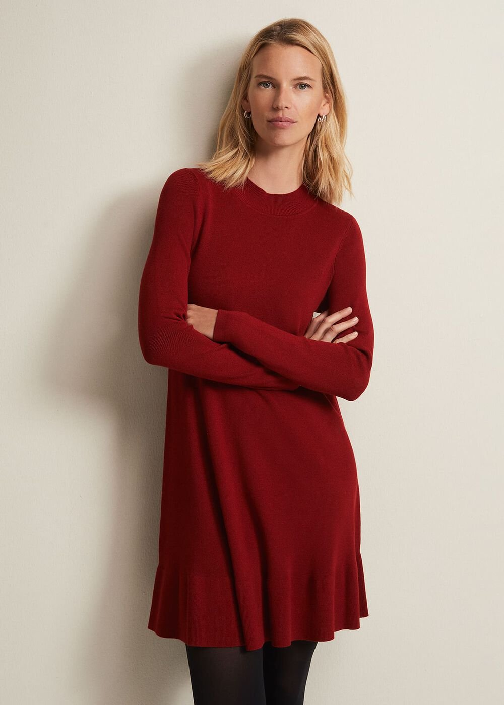 Vickie Fine Knit Mini Dress Red