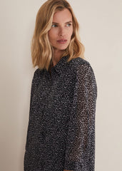 Black & White Abstract Print Chiffon Mini Dress Black/Multi