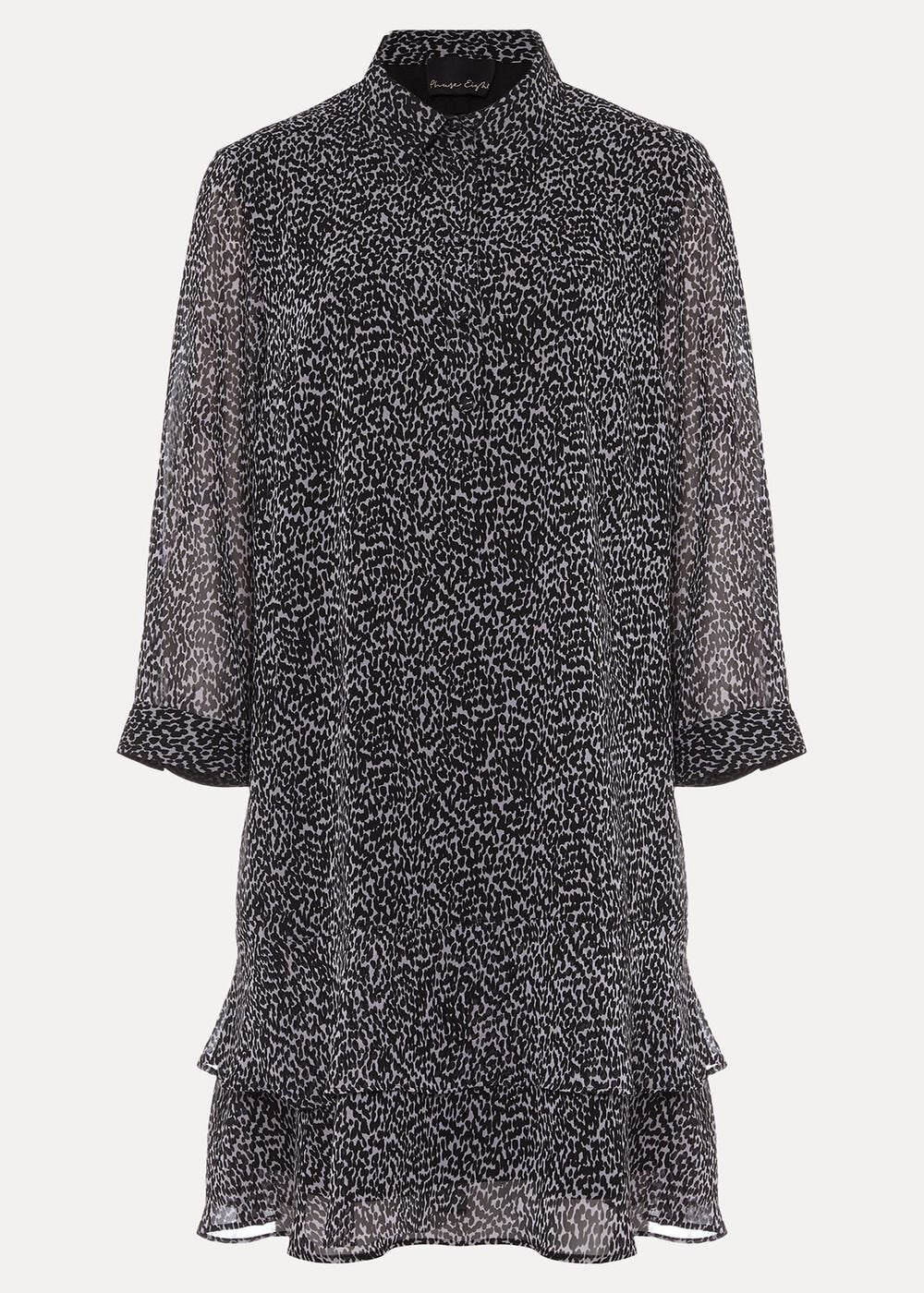 Black & White Abstract Print Chiffon Mini Dress Black/Multi