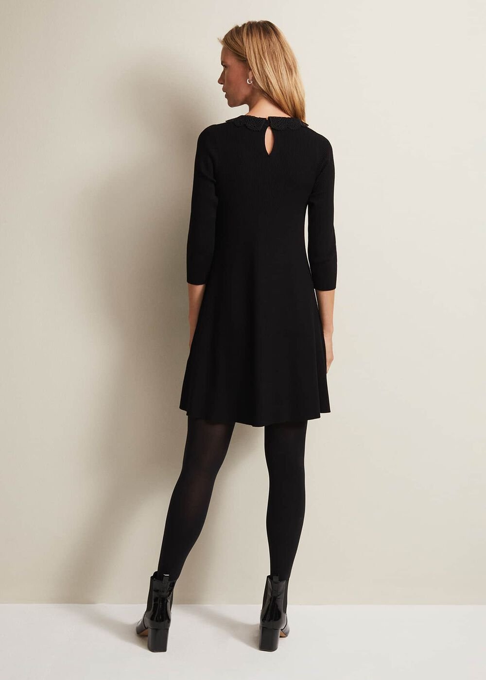 Evelyn Black Ribbed Mini Dress Black