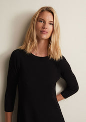 Evelyn Black Ribbed Mini Dress Black
