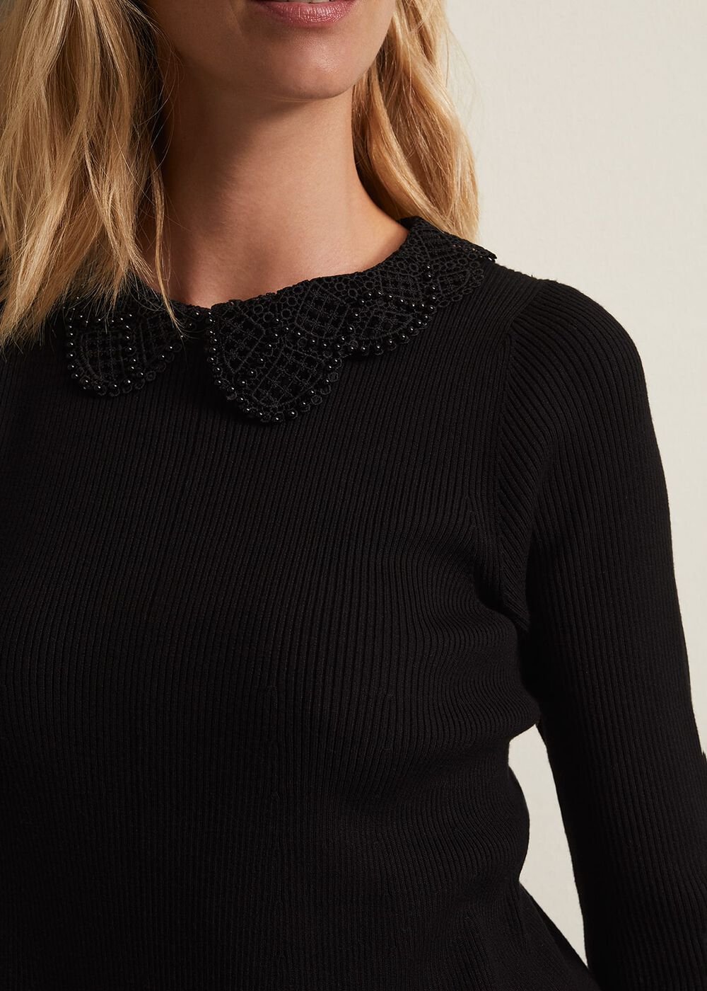 Evelyn Black Ribbed Mini Dress Black