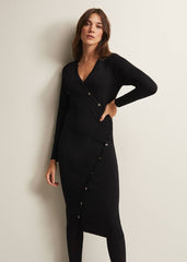 Kellia Black Knitted Midi Dress Black