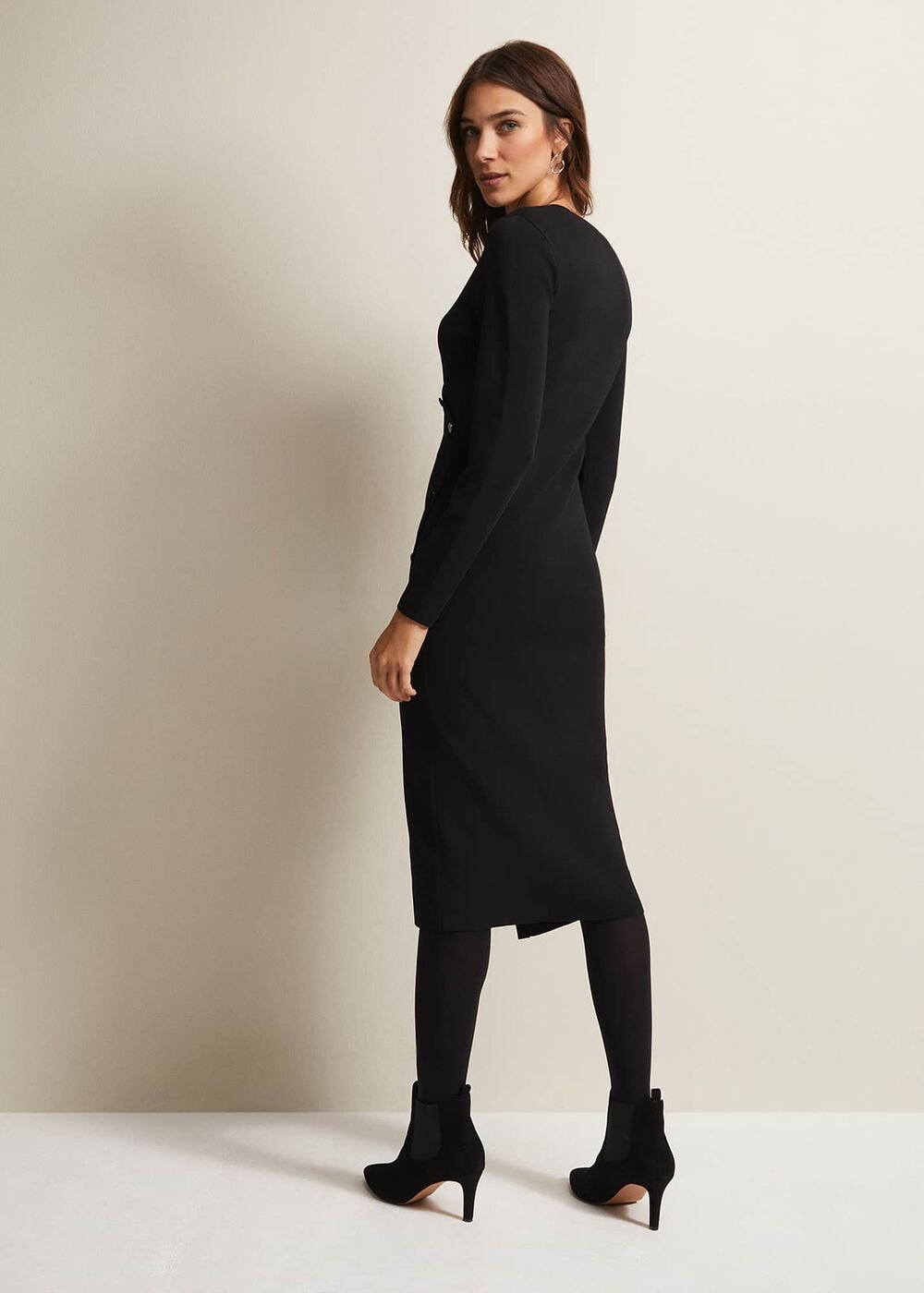 Kellia Black Knitted Midi Dress Black