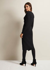 Kellia Black Knitted Midi Dress Black